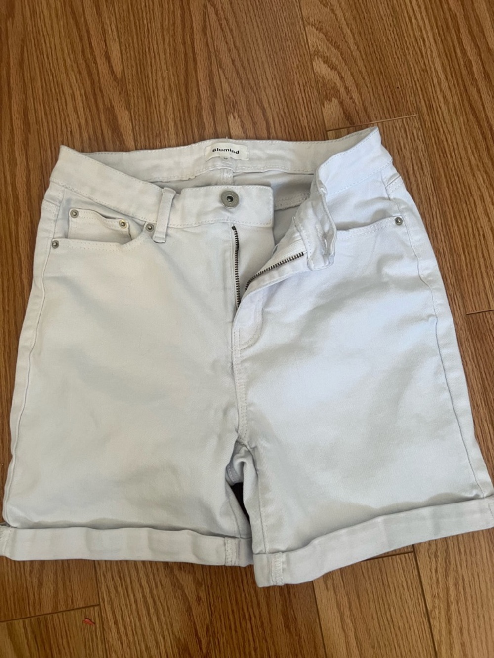 Light White High-Rise Cuffed Jean Shorts